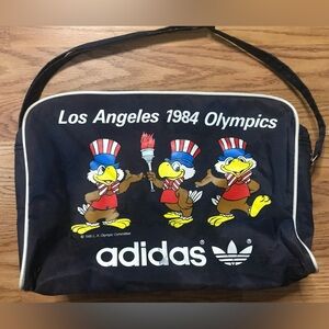 RARE Vintage Adidas 1984 Olympics Commemorative Bag Box Navy Blue Nylon w Strap